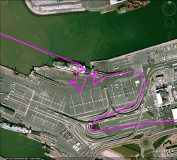 Calais arrival dock GPS track